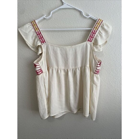 Blu Pepper Embroidered Peasant Top Colorful Details‎ Square Neckline - Picture 7 of 9